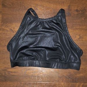 Metallic black crop top/sports bra size XL